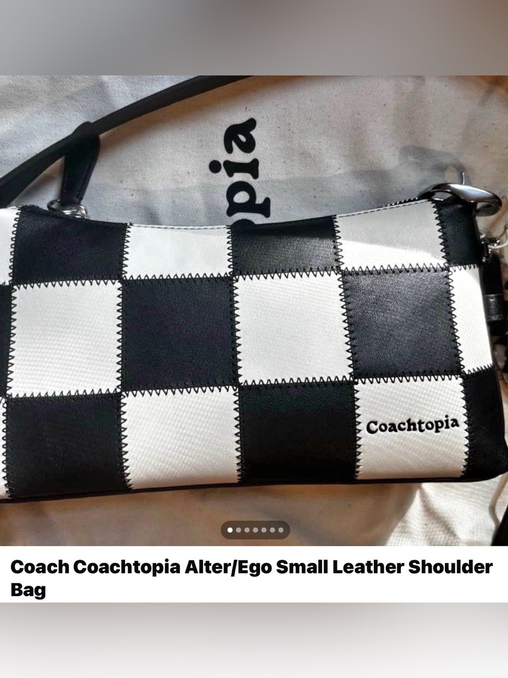 Coachtopia NIB Alter/Ego Small Leather Shoulder Bag - Black & White Checker